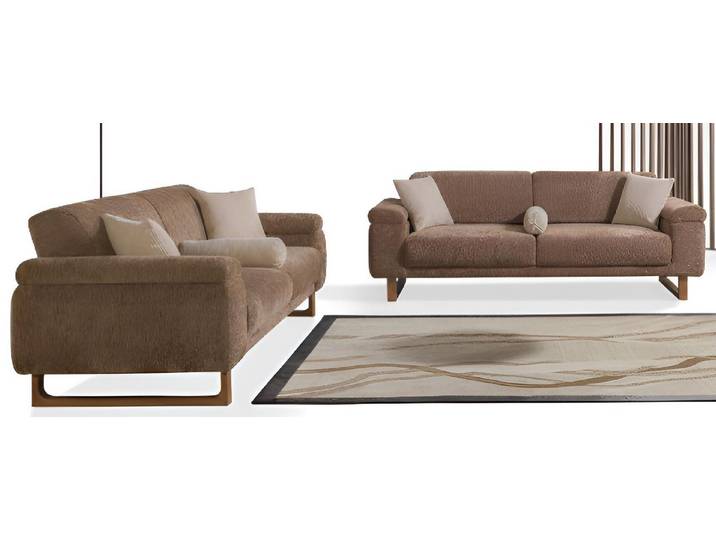 Xlmoebel Polstergarnitur Premium-Sofa-Set 3+3 im minimalistischen Braun für modernes Wohne, (Sofa-Set, 2-tlg., 3+3), Made in Europa