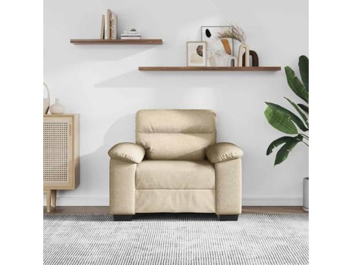 KTHLBRH Sessel Creme 100 x 81 x 84 cm aus Stoff Gestell aus Holz und Metall, Sitzfläche aus Schaumstoff, gepolsterte Armlehnen, vielseitige Verwendung für Wohnzimmer