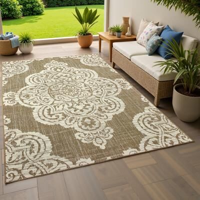 Style Haven Marianna Center Medallion Loop Pile Indoor Outdoor Rug