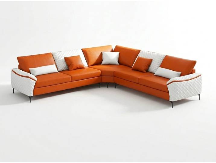 JVmoebel Ecksofa Modernes orangefarbenes Leder Ecksofa in L-Form für Wohnzimmer, 1 Teile, Ecksofa L-Form