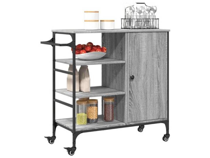 Soldes Printemps  Chariot de cuisine - BURKE - Desserte cuisine - sonoma gris 87 5x38 5x84 5cm bois ingénierie DD207