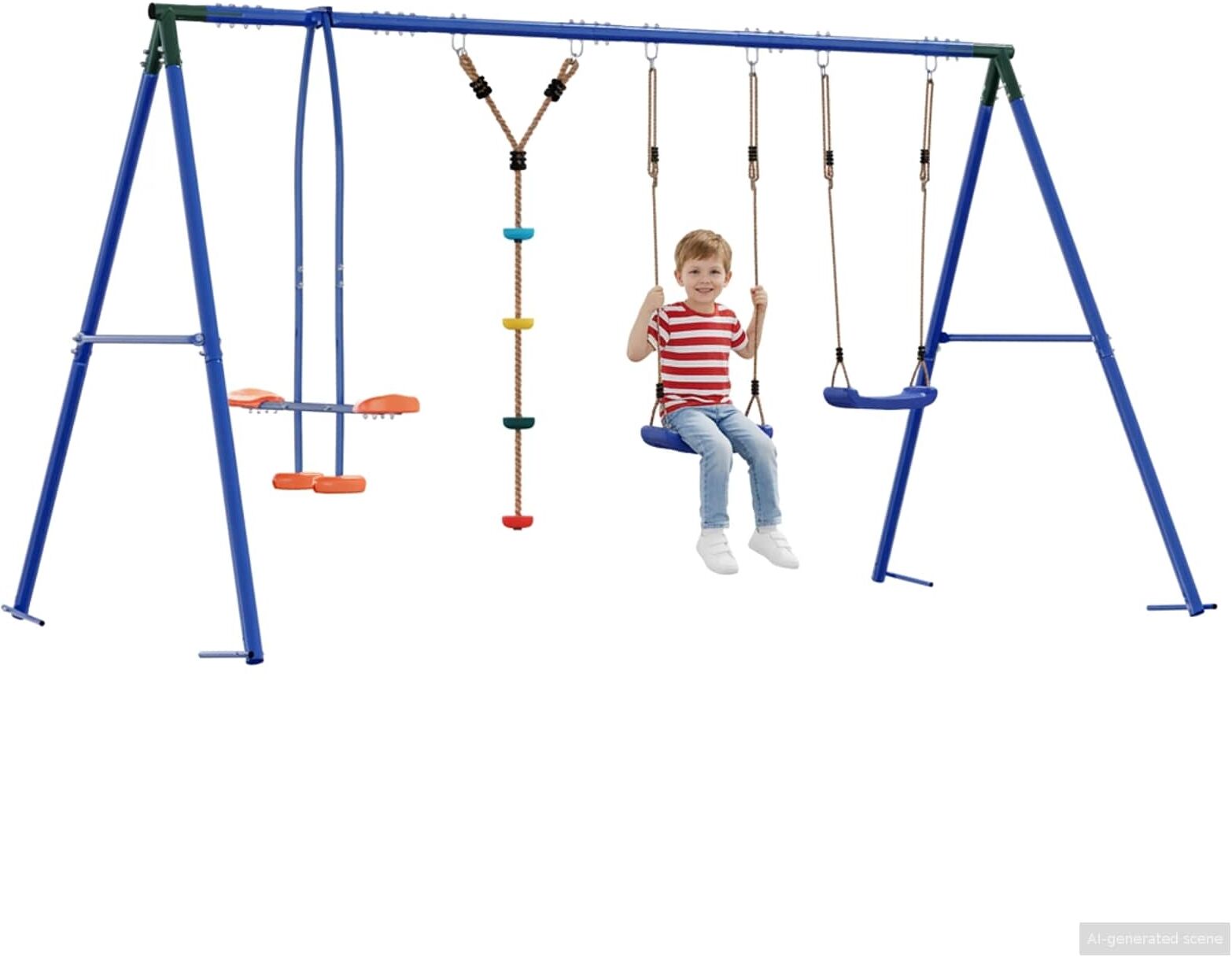 vidaXL Ensemble de balançoires d'extérieur Multicolore Acier et PE