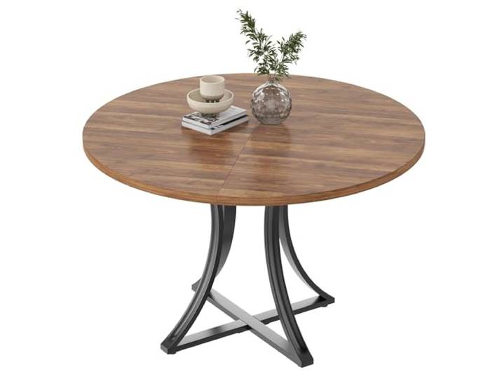 Hapterouse Esstisch 100 cm Eiche-Optik Holz Metallgestell Braun Stabiles Gestell, modernes Design, kompakte Form, gemütlicher Essplatz