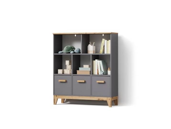 Livinity Kinderregal Mailo, Grau/Artisan, 98.4 x 113.4 cm universelle Speicherlösung