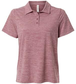 Team 365 TT125W Women's Relay Heathered Stripe Polo Shirt in Sport Maroon Heather/White size 3XL   Polyester/Spandex
