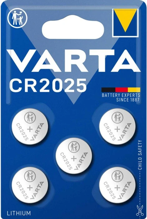 Batterie VARTA Lithium Knopfzelle CR2025, 3V Electronics, Retail Blister (5-Pack)