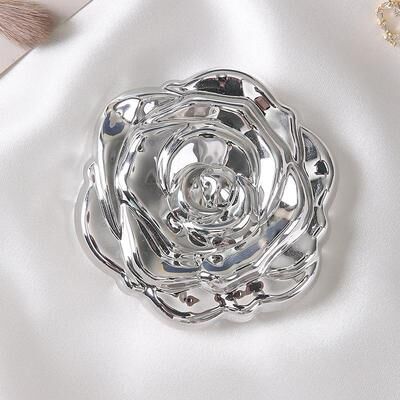 Fusion Finds Retro Rose Compact Makeup Mirror Double Sided Pocket Mirror For Travel & Everyday Touch Ups silver