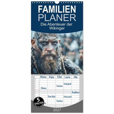 Familienplaner 2027 - Die Abenteuer der Wikinger mit 5 Spalten (Wandkalender, 21 x 45 cm) CALVENDO