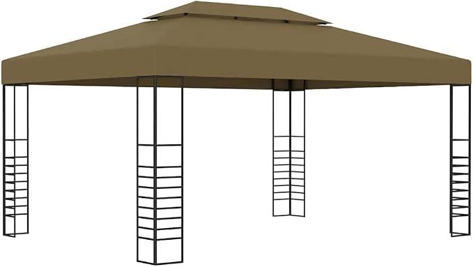 Partyzelt Pavillon 3x4 m Taupe 180 g/m?, Gartenpavillon Zelt Stabil Gartenzelt für Strand Hochzeit Camping