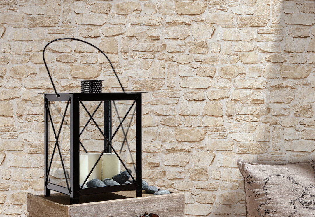 Galerie Home The Bricks and More Stone Symphony Motif 10.05m x 53cm Matte Wallpaper Roll Beige 1,005cm L