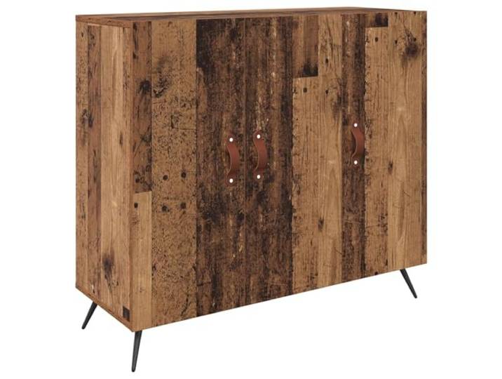 HGFDVCMR Sideboard Altholz 89,5x34x80 cm Kommode mit 3 Türen Vielseitiger Beistellschrank für Wohnzimmer, Flur und Schlafzimmer mit eleganten Ledergriffen und robuster Stabilität.