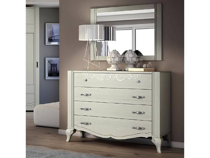 JVmoebel Schubkastenkommode Italy Möbelset aus Holz mit Spiegel und elegantem Design (Set 2tlg. (Kommode + Spiegel), Made in Italy