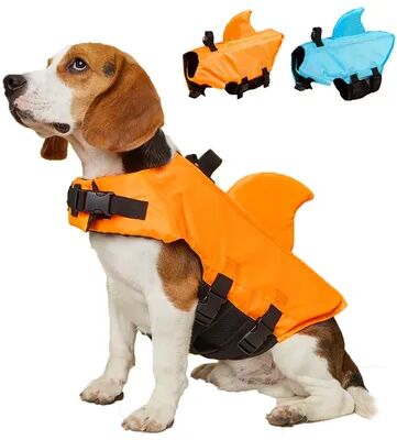 The Handy Homestead Shark Fin Dog Life Jacket For Small Dogs Enhanced Buoyancy, Adjustable Safety Vest For Swimming, Boating & Surfing orange s