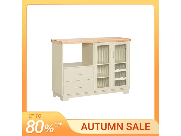 SoBuy FSB81 Buffet Buffet avec 2 portes en verre Armoire de cuisine Armoire de commode Armoire de couloir Armoire latérale Armoire à micro-ondes