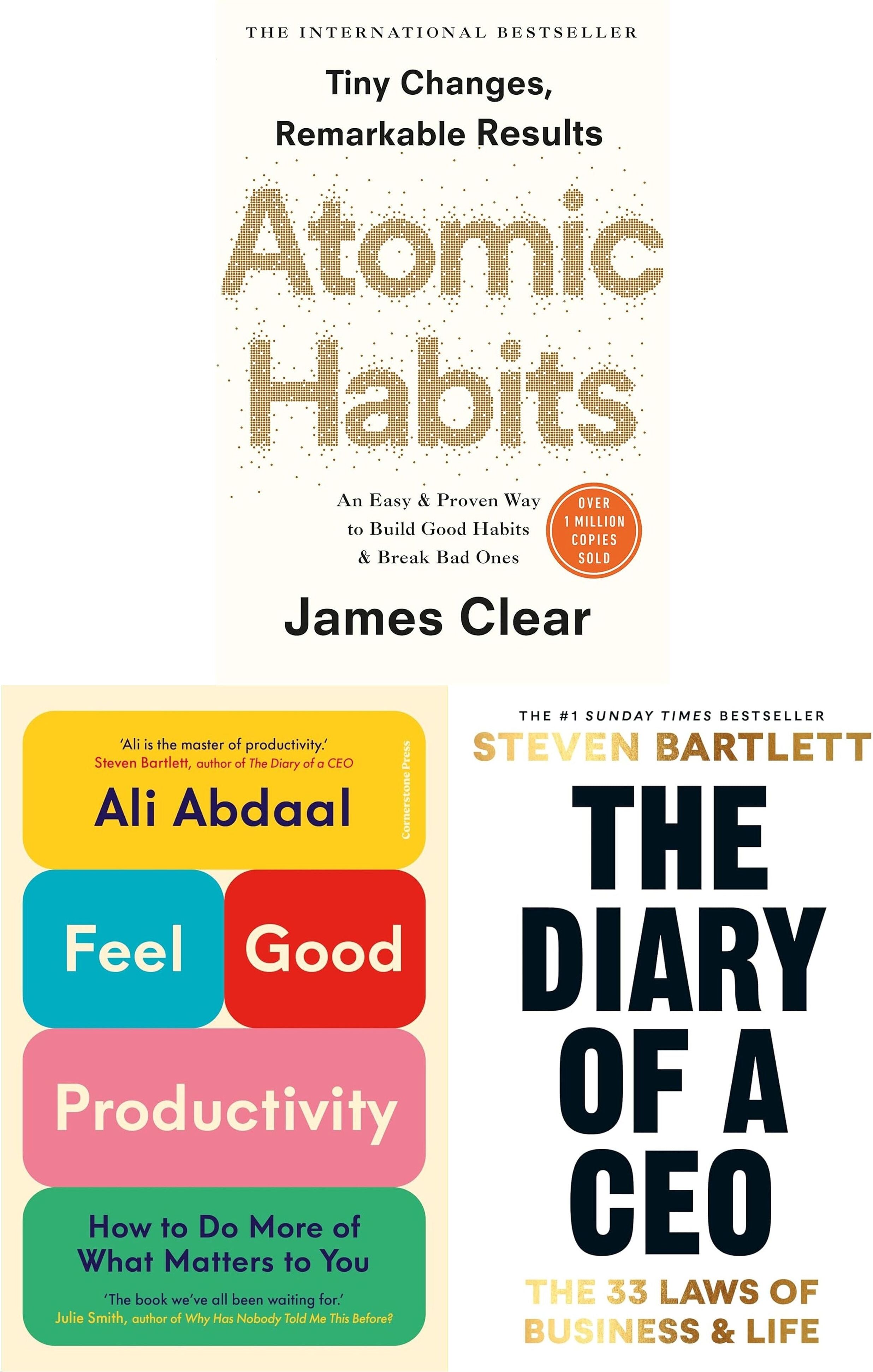 Edge Feel Good Productivity, The Diary of a CEO, Atomic Habits 3 Books Collection Set