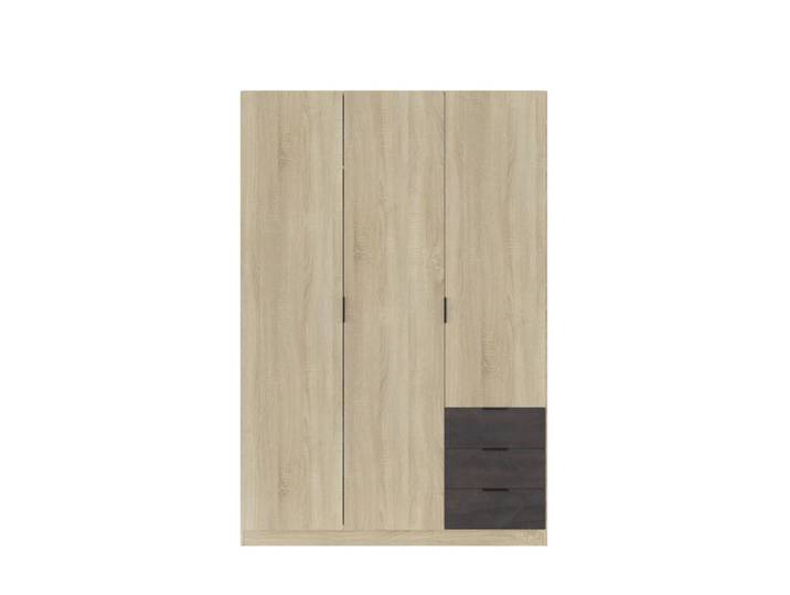 Armoire 3 portes + 3 tiroirs AYALA imitation Chêne et noir