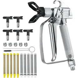 VEVOR Airless Farbspritzpistole, 3600 PSI Hochdruck Airless Farbspritzpistole mit 5 Düsen, 211, 315, 417, 517, 623, Airless Farbspritzpistolen Set mit Filtern & Reinigungsnadel & Bürste