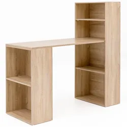 SCHREIBTISCH Mit Regal Ablagefächer Modern Holz, Sonoma 53x120x120 cm