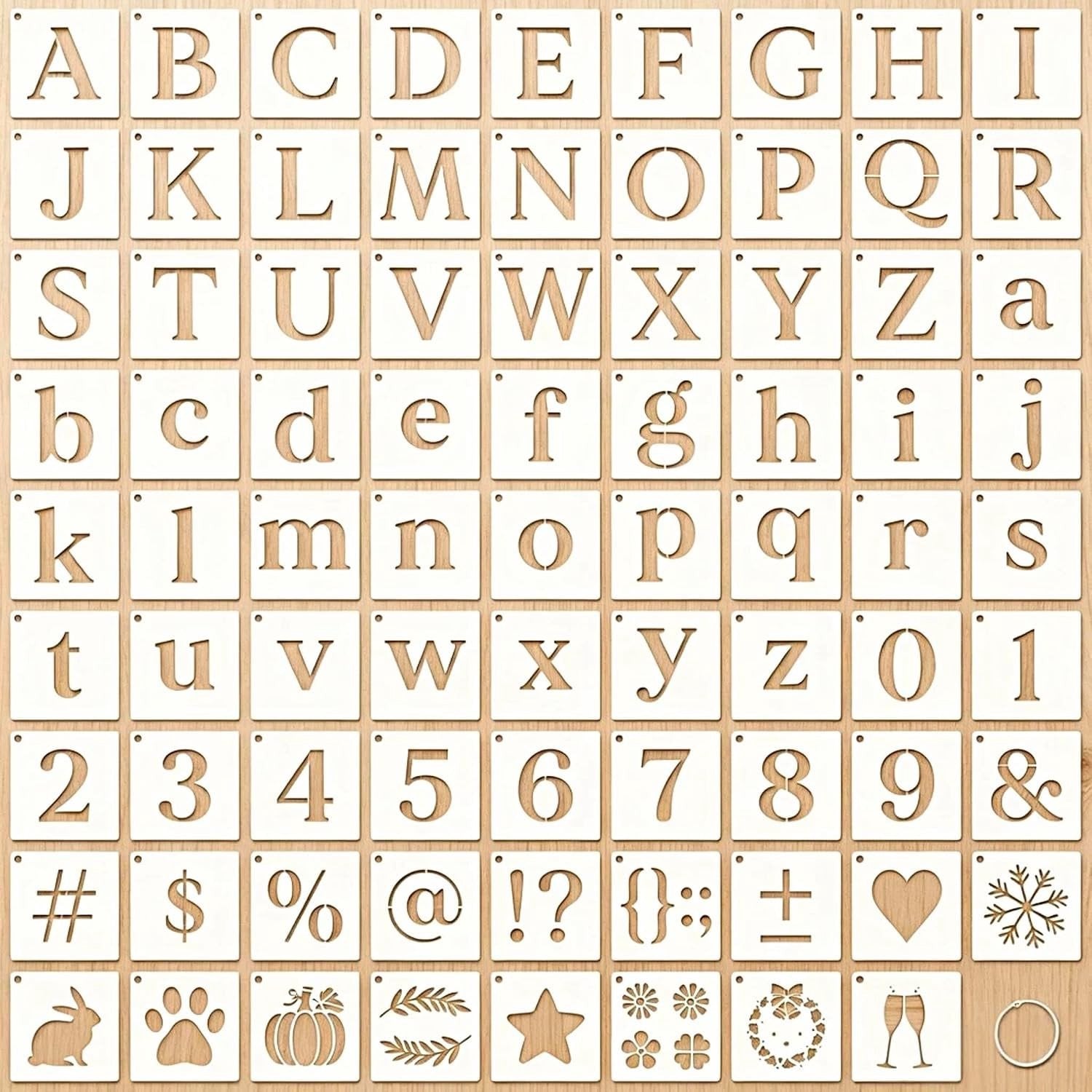 Set van 80 herbruikbare sjablonen voor letters en cijfers voor houten borden, schilderen en creatieve klussen