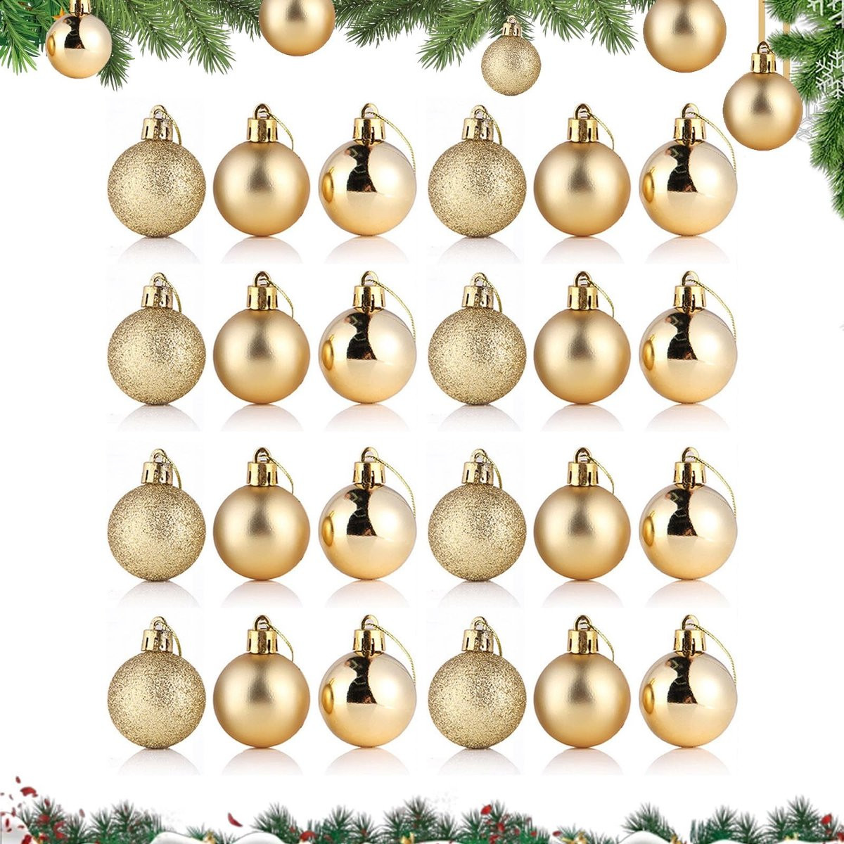 Cosensi Kerstballen 24 stuks Gouden Kerstboomversiering van Kunststof - 30 mm