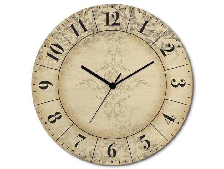 ARTLAND Wanddeko Wanduhr ohne Tickgeräusche aus Holz Funkuhr lautlos rund Ø 30 cm Vintage Zeitflüsterer U5DR Wanddeko in Holzoptik