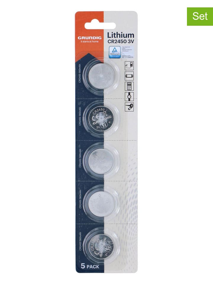 GRUNDIG 2er-Set: Knopfzellen-Batterien - CR2450 - 2x 5 Stück - onesize