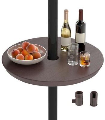 Costway 20 Inch Outdoor Adjustable Umbrella Table for 2 Sizes Patio Umbrella Pole-Coffee