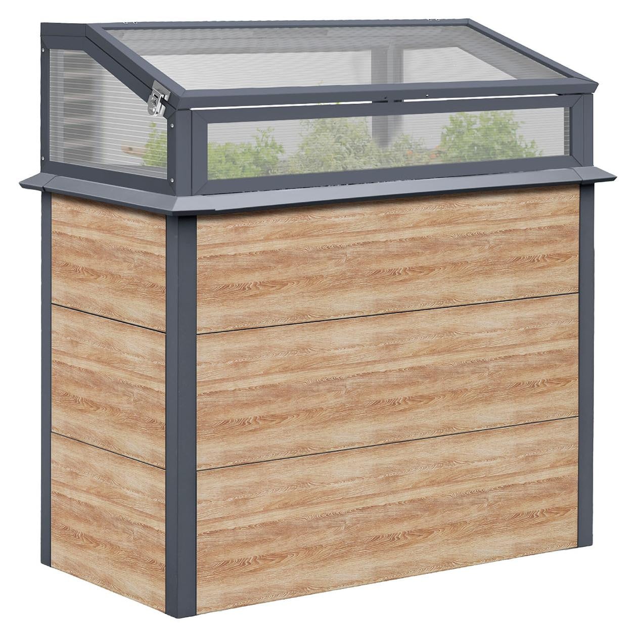 Westmann Primus-Multi Plus M metalen verhoogde plantenbak met afdekking in houtlook