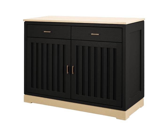 Commode cannelée 111 x 87 x 46cm Noir/Noir/Pin crème