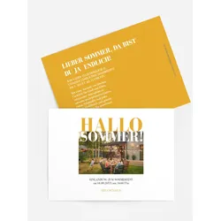 Einladungen zum Sommerfest selbst gestalten mit Spruch und Fotos im Onlinedesigner bei Meine-Kartenmanufaktur.de