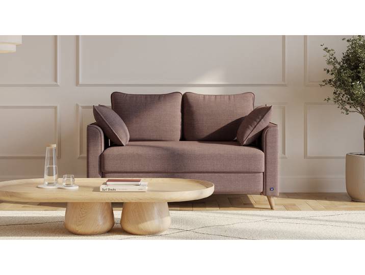 BRUNO Schlafsofa 120cm in Braun Flow stabiles Massivholz & Boxspringkomfort