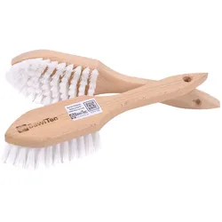 2er-Set Stielbürsten weiße ppn Borsten 265mm Lang Spitz mit Borstenrand Holz Reinigungsbürsten Scheuerbürsten Handbürsten