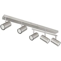 Deckenstrahler silber Spot Deckenleuchte Spotleiste 5 flammig, Metall verchromt skandinavisch, 5x GU10 Fassungen, LxBxH 70x35x17cm