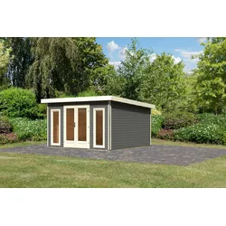 Karibu Premium Gartenhaus Radeburg 3 - 40mm-369 x 369 cm- terragrau