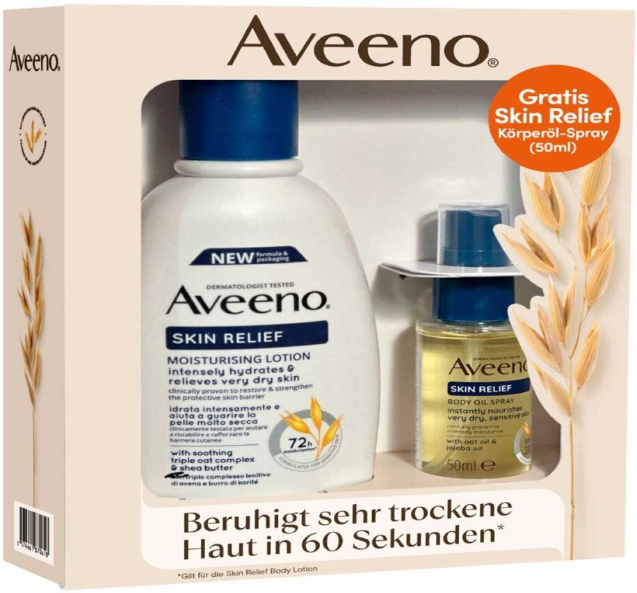 Aveeno Skin Relief Bodylotion 300ml + gratis Öl 50ml Giftset