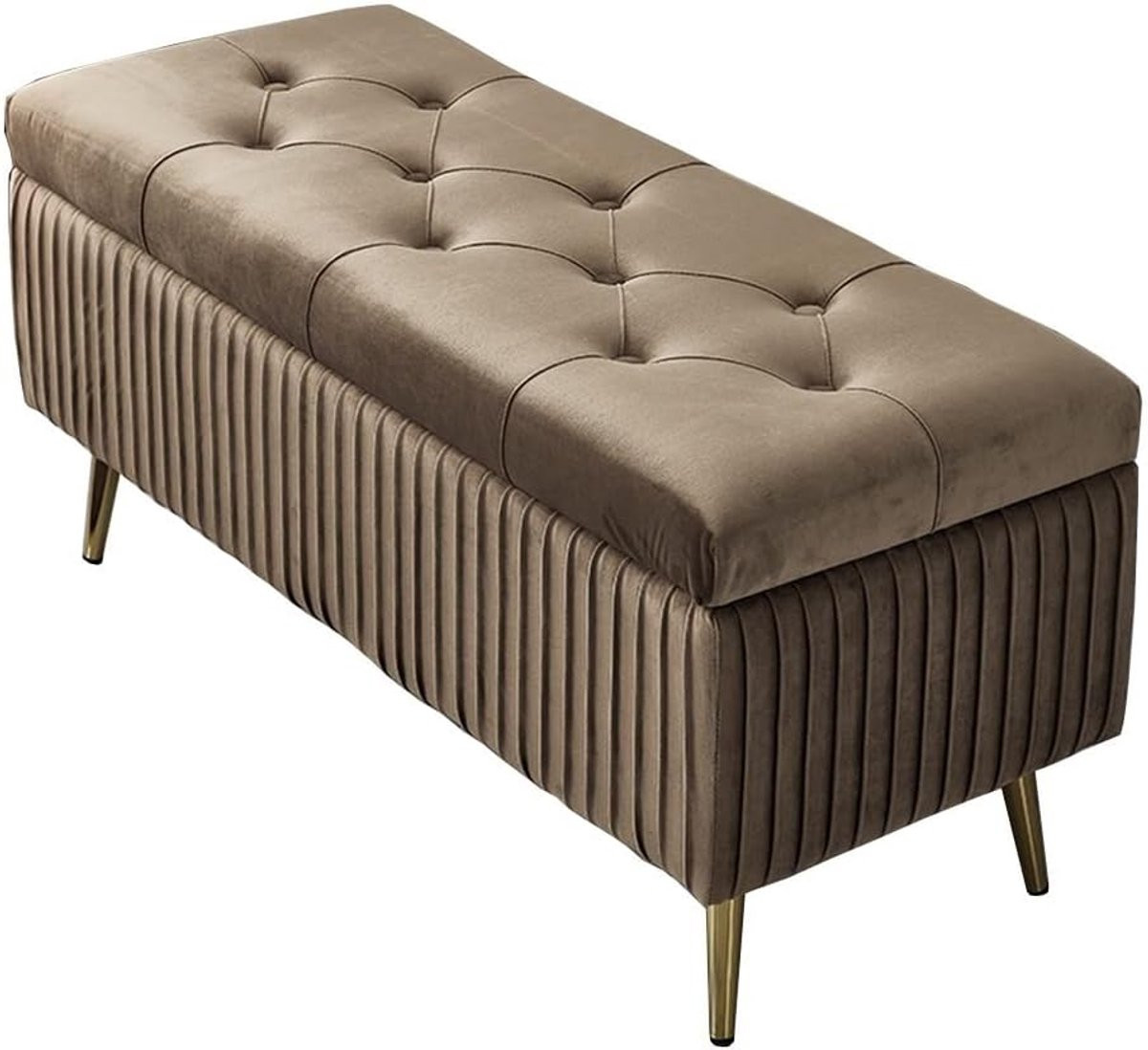 Khaki Opberg Poef met inklapbaar ontwerp - 80 cm