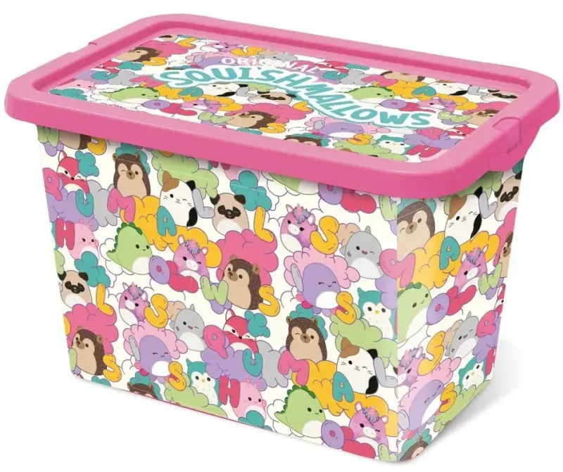 Squishmallows Pluffy opbergbox voor kinderen, 7 liter, solid plastic