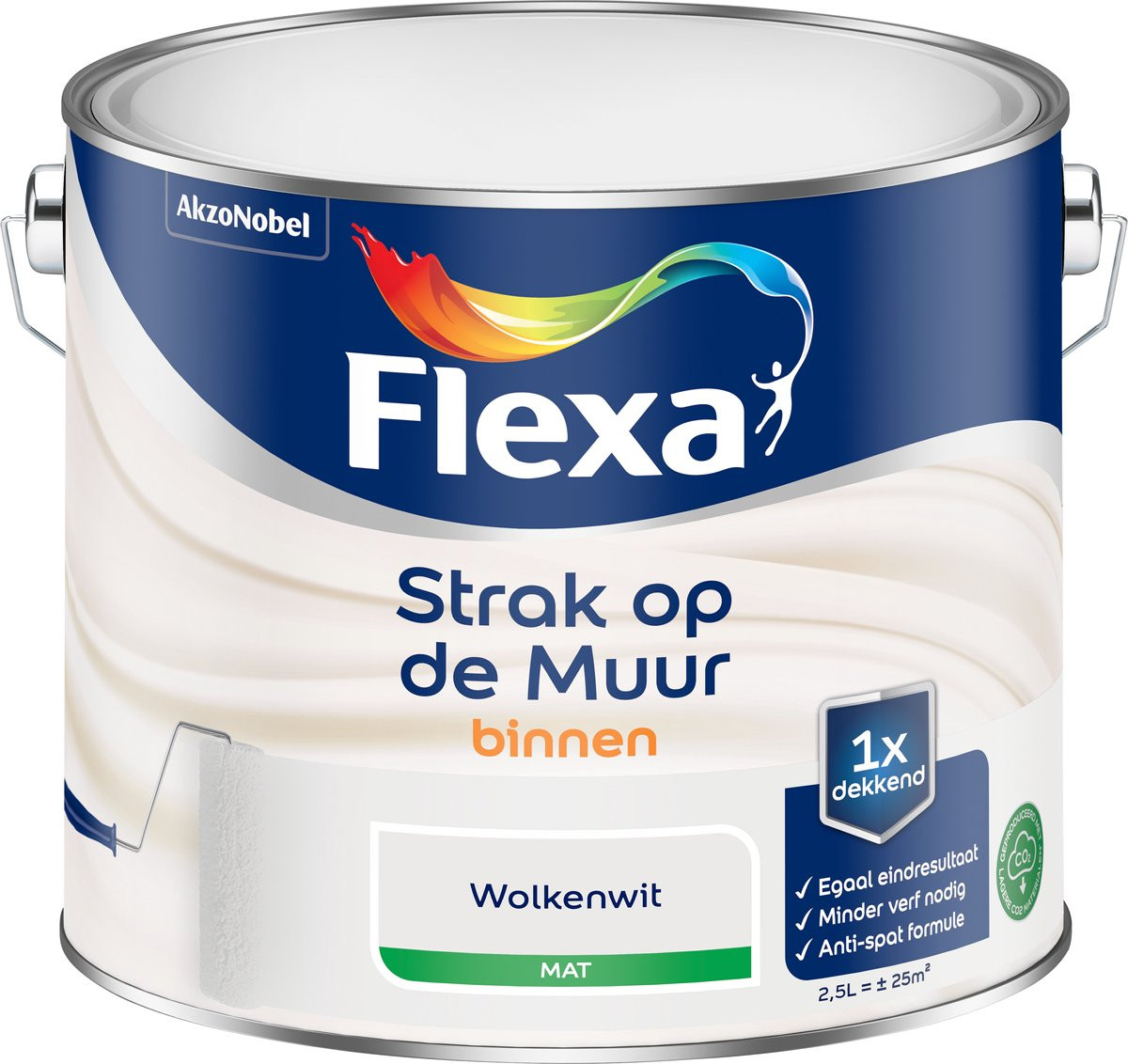 Flexa Strak Op De Muur Binnen Mat - Wolkenwit - 2,5 l