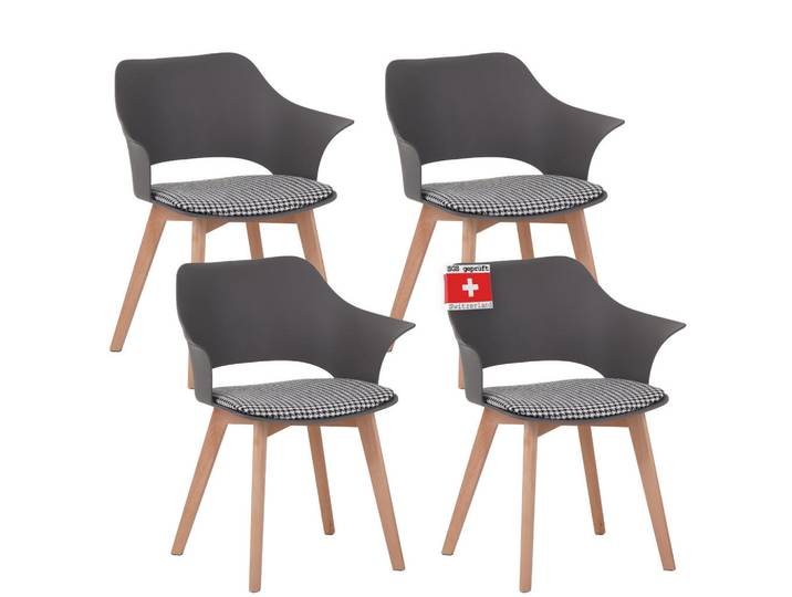 Albatros Esszimmerstuhl Aalborg 4er-Set, Grau, Kunststoff, 64x76x57 cm, Esszimmer, Stühle