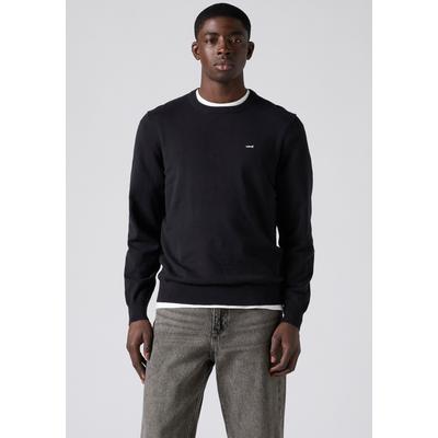Rundhalspullover LEVI'S "LIGHTWEIGHT HM SWEATER", Herren, Gr. M, schwarz (meteorite), Strick, Obermaterial: 100% Baumwolle, regular fit normal, Rundhals, angesetztes Bündchen, Pullover Rundhalspullover, Feingerippte Abschlüsse