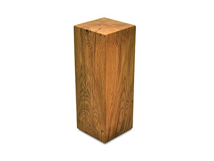 ms factory Holzblock Eiche Massiv - Handgefertigter Holzklotz - Rustikale Holzsäule - Beistelltisch Hocker Dekosäule - 20 x 20 x 50 cm