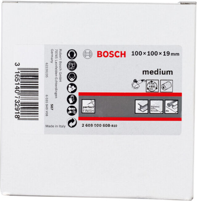 Rouleau abrasif en non-tissé BOSCH pour finition satinée 19 mm moyen 100 mm (2608000608)