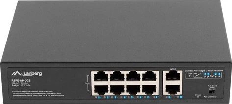 Lanberg Switch 8X 100MB DSP+/2X 1GB Rack 10/19" 120W