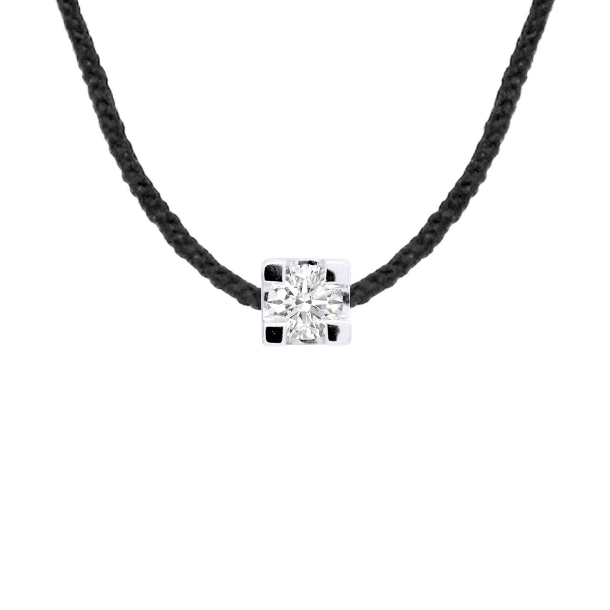 Ketting Diamond Solitaire 0050 Cts Black Nylon 925