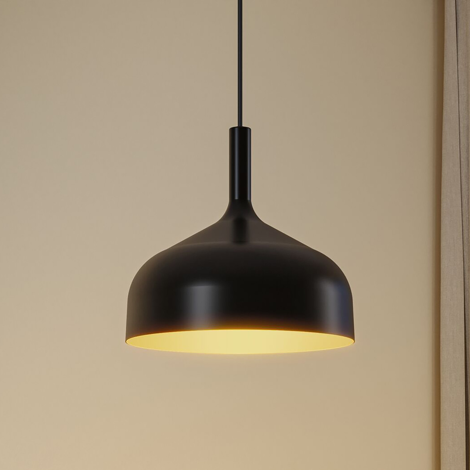 home24 Hanglamp Embla zwart/zwart, aluminium, Ø 30cm, E27
