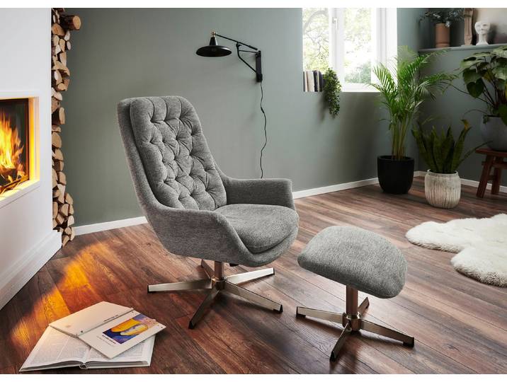 Bequemer Relax-Sessel mit Hocker, Anthrazit