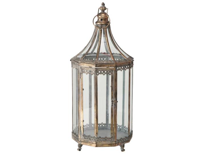 Ambia Home Laterne, Goldfarben, Metall, rund, 31.5x76x33 cm, Dekoration, Laternen & Windlichter, Laternen