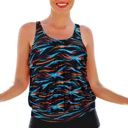 Wiki Korfu Tankini Top Blau/Orange C/D Medium Damen