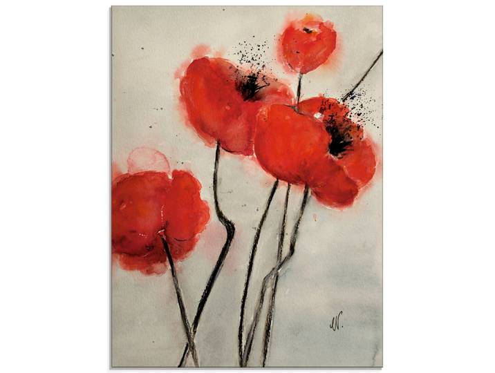 Glasbild ARTLAND Roter Mohn , rot (farbe bild(er): rot), B:45cm H:60cm, Bilder, Glasbild, in verschiedenen Grössen