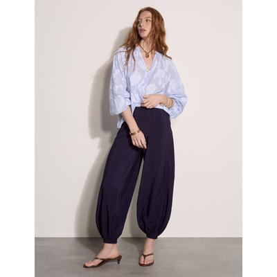 Stoffhose APRICOT "Lässige Ballonhose", Damen, Gr. M (38), N-Gr, blau (navy), gewebt, Obermaterial: 87% Viskose LENZING ECOVERO CV LenzEcov. 13% Nylon NY., uni, Hosen Stoffhose, mit elastischem Bund